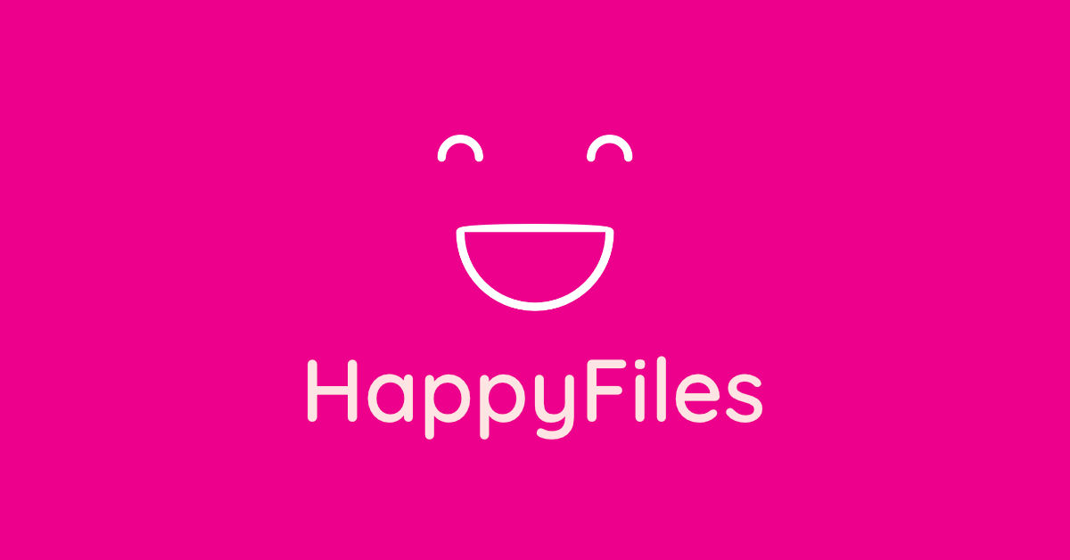 Logo de HappyFiles, fondo rosa.