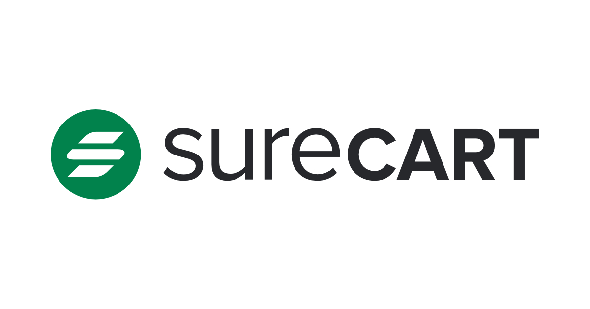 Logo de SureCart con fondo blanco.