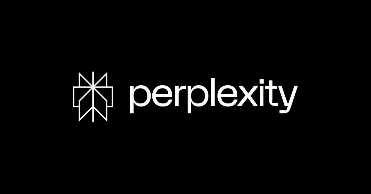 Logotipo de Perplexity en fondo negro.