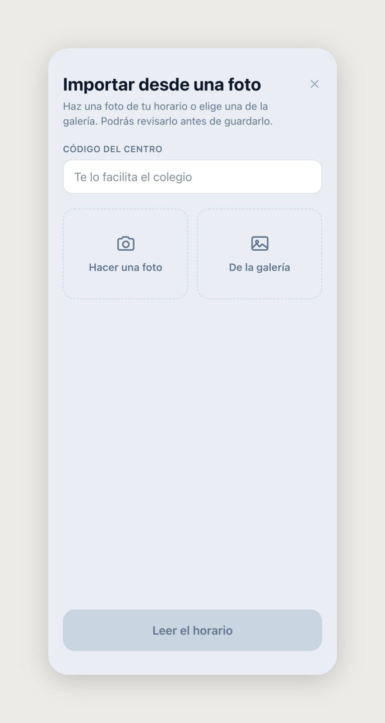 Importar el horario desde una foto