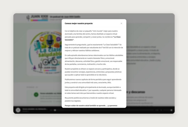 Ventana «Conoce el proyecto»