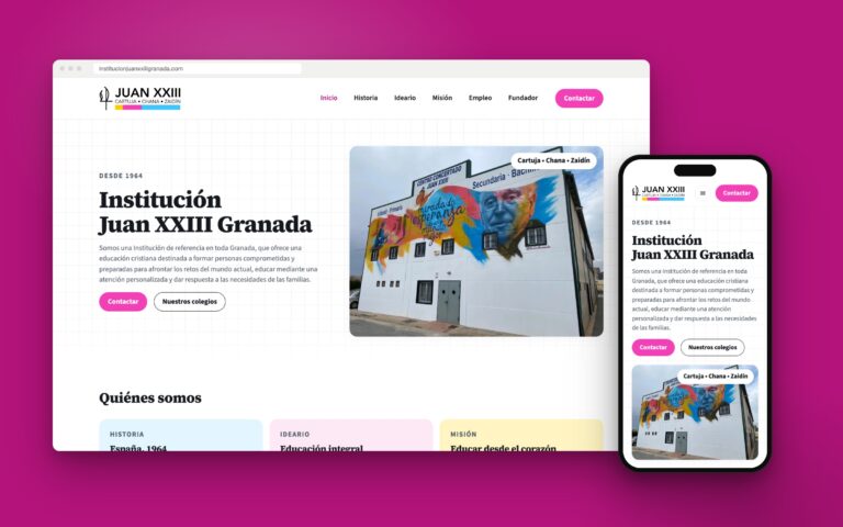 Web de Institución Juan XXIII en escritorio y móvil