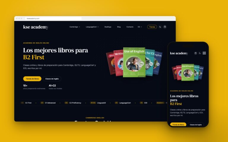 Web de KSE Academy en escritorio y móvil